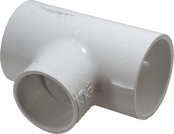 Value Collection - 2 x 2 x 1-1/2" PVC Plastic Pipe Reducing Tee - Schedule 40, All Slip End Connections - Exact Tool & Supply