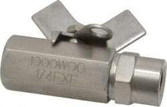 Midwest Control - 1/4" Pipe, Full Port, Stainless Steel Miniature Ball Valve - 2 Piece, Inline - Two Way Flow, FNPT x FNPT Ends, Butterfly Handle, 1,000 WOG, 150 WSP - Exact Tool & Supply