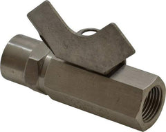 Midwest Control - 3/8" Pipe, Reduced Port, Stainless Steel Miniature Ball Valve - 2 Piece, Inline - Two Way Flow, FNPT x FNPT Ends, Butterfly Handle, 1,000 WOG, 150 WSP - Exact Tool & Supply