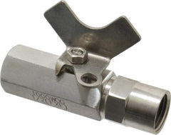 Midwest Control - 1/2" Pipe, Reduced Port, Stainless Steel Miniature Ball Valve - 2 Piece, Inline - Two Way Flow, FNPT x FNPT Ends, Butterfly Handle, 1,000 WOG, 150 WSP - Exact Tool & Supply