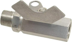 Midwest Control - 3/8" Pipe, Reduced Port, Stainless Steel Miniature Ball Valve - 2 Piece, Inline - Two Way Flow, MNPT x FNPT Ends, Butterfly Handle, 1,000 WOG, 150 WSP - Exact Tool & Supply