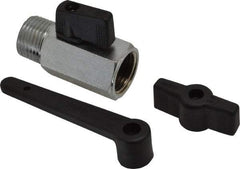 Midwest Control - 1/2" Pipe, Standard Port, Brass Miniature Ball Valve - 1 Piece, Inline - Two Way Flow, MNPT x FNPT Ends, Wedge Handle, 450 WOG - Exact Tool & Supply