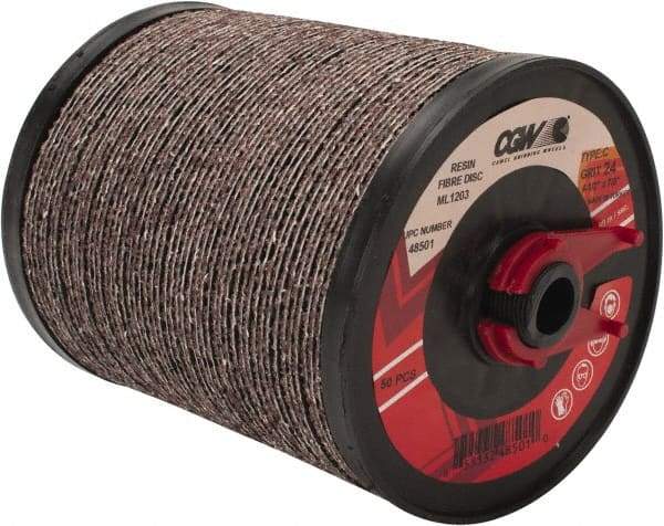 Camel Grinding Wheels - 4-1/2" Diam 7/8" Hole 24 Grit Fiber Disc - Very Coarse Grade, Aluminum Oxide, 13,300 Max RPM - Exact Tool & Supply
