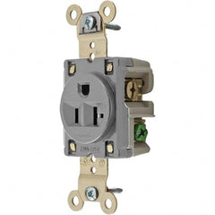 Hubbell Wiring Device-Kellems - 125V 20A NEMA 5-20R Industrial Grade Gray Straight Blade Single Receptacle - Exact Tool & Supply