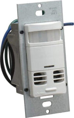 Leviton - 2,400 Square Ft. Coverage, Infrared and Ultrasonic Occupancy Sensor Wall Switch - 800 at 120 V Incandescent, 1,200 at 120 V and 2,700 at 277 V Fluorescent, 120 to 277 VAC, White - Exact Tool & Supply