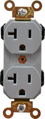 Leviton - 125 VAC, 20 Amp, 5-20R NEMA Configuration, Gray, Industrial Grade, Self Grounding Duplex Receptacle - 1 Phase, 2 Poles, 3 Wire, Flush Mount, Impact and Tamper Resistant - Exact Tool & Supply