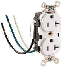Leviton - 125 VAC, 15 Amp, 5-15R NEMA Configuration, Gray, Hospital Grade, Self Grounding Duplex Receptacle - 1 Phase, 2 Poles, 3 Wire, Flush Mount, Impact and Tamper Resistant - Exact Tool & Supply