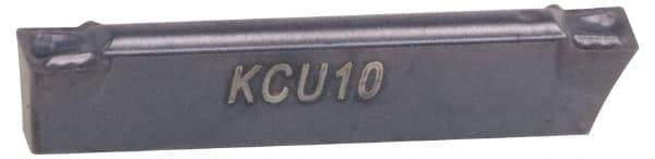 Kennametal - 0605A4G GUP Grade KCU25, 6.05mm Cutting Width Carbide Grooving Insert - 4.5mm Max Depth of Cut, Neutral, 0.4mm Corner Radius, AlTiN Finish - Exact Tool & Supply
