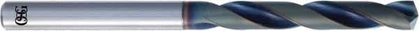 OSG - 19/64" 140° Solid Carbide Jobber Drill - WD1 Finish, Right Hand Cut, Spiral Flute, Straight Shank, 91mm OAL, Proprietary Point - Exact Tool & Supply