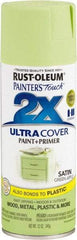 Rust-Oleum - Green Apple, Satin, Enamel Spray Paint - 8 Sq Ft per Can, 12 oz Container, Use on Multipurpose - Exact Tool & Supply