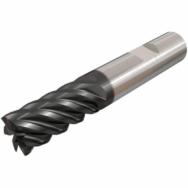 Iscar - 12mm, 25mm LOC, 12mm Shank Diam, 83mm OAL, 6 Flute, Solid Carbide Square End Mill - Single End, TiAlN Finish, Spiral Flute, 45° Helix, Right Hand Cut, Right Hand Flute - Exact Tool & Supply