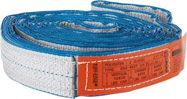 Lift-All - 10' Long x 2" Wide, 12,400 Lb Vertical Capacity, 2 Ply, Nylon Web Sling - 9,900 Lb Choker Capacity - Exact Tool & Supply