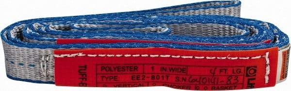 Lift-All - 4' Long x 1" Wide, 3,200 Lb Vertical Capacity, 2 Ply, Polyester Web Sling - 2,500 Lb Choker Capacity - Exact Tool & Supply