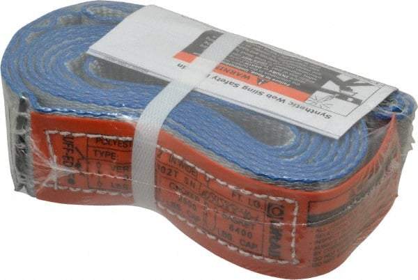 Lift-All - 9' Long x 2" Wide, 3,200 Lb Vertical Capacity, 1 Ply, Polyester Web Sling - 2,500 Lb Choker Capacity - Exact Tool & Supply