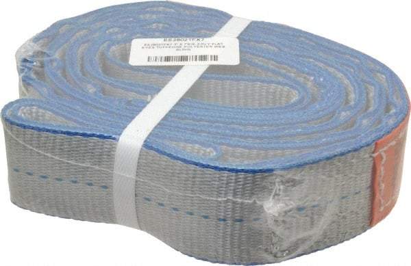 Lift-All - 7' Long x 2" Wide, 6,400 Lb Vertical Capacity, 2 Ply, Polyester Web Sling - 5,000 Lb Choker Capacity - Exact Tool & Supply