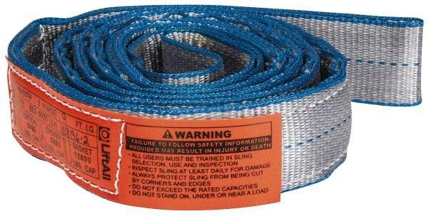 Lift-All - 9' Long x 2" Wide, 6,400 Lb Vertical Capacity, 2 Ply, Polyester Web Sling - 5,000 Lb Choker Capacity - Exact Tool & Supply