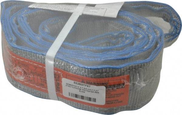 Lift-All - 7' Long x 3" Wide, 8,600 Lb Vertical Capacity, 2 Ply, Polyester Web Sling - 6,900 Lb Choker Capacity - Exact Tool & Supply