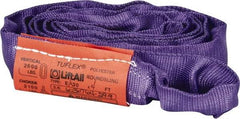 Lift-All - 4' Long x 1" Wide, 2,600 Lb Vertical Capacity, Polyester Web Sling - 2,100 Lb Choker Capacity, 5/8" Diam Chain, Purple - Exact Tool & Supply