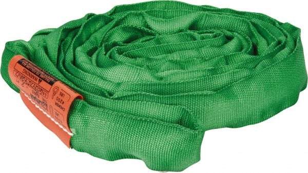 Lift-All - 8' Long x 1-3/8" Wide, Polyester Web Sling - 4,200 Lb Choker Capacity, 7/8" Diam Chain, Green - Exact Tool & Supply
