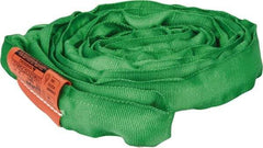 Lift-All - 8' Long x 1-3/8" Wide, Polyester Web Sling - 4,200 Lb Choker Capacity, 7/8" Diam Chain, Green - Exact Tool & Supply