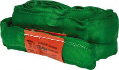 Lift-All - 10' Long x 1-3/8" Wide, Polyester Web Sling - 4,200 Lb Choker Capacity, 7/8" Diam Chain, Green - Exact Tool & Supply