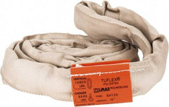 Lift-All - 4' Long x 4" Wide, Polyester Web Sling - 8,500 Lb Choker Capacity, 1-1/8" Diam Chain, Tan - Exact Tool & Supply
