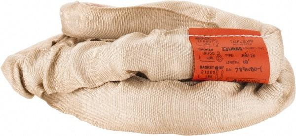 Lift-All - 10' Long x 1-7/8" Wide, Polyester Web Sling - 8,500 Lb Choker Capacity, 1-1/8" Diam Chain, Tan - Exact Tool & Supply