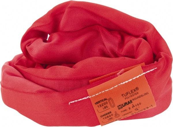 Lift-All - 5' Long x 2" Wide, Polyester Web Sling - 10,600 Lb Choker Capacity, 1-3/8" Diam Chain, Red - Exact Tool & Supply