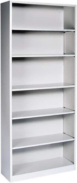Hon - 6 Shelf, 81-1/8" High x 34-1/2" Wide Bookcase - 15-5/8" Deep, Steel, Light Gray - Exact Tool & Supply