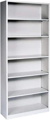 Hon - 6 Shelf, 81-1/8" High x 34-1/2" Wide Bookcase - 15-5/8" Deep, Steel, Light Gray - Exact Tool & Supply