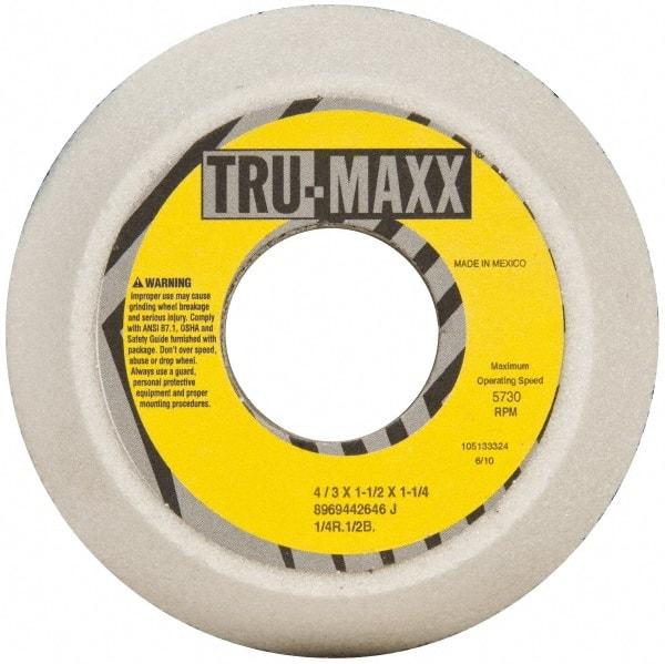 Tru-Maxx - 4" Diam, 1-1/4" Hole Size, 1-1/2" Overall Thickness, 46 Grit, Type 11 Tool & Cutter Grinding Wheel - Coarse Grade, Aluminum Oxide, J Hardness, 5,730 RPM - Exact Tool & Supply