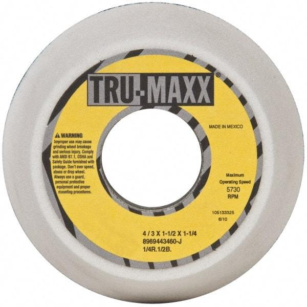 Tru-Maxx - 4" Diam, 1-1/4" Hole Size, 1-1/2" Overall Thickness, 60 Grit, Type 11 Tool & Cutter Grinding Wheel - Medium Grade, Aluminum Oxide, J Hardness, 5,730 RPM - Exact Tool & Supply