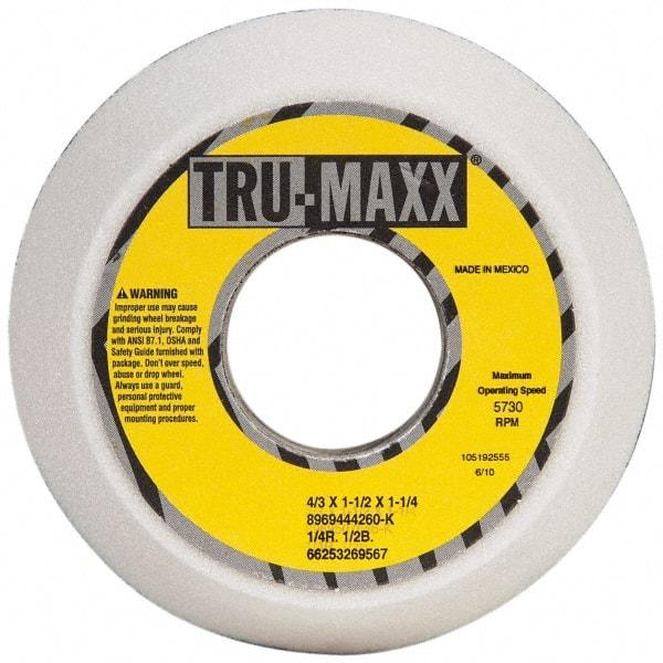 Tru-Maxx - 4" Diam, 1-1/4" Hole Size, 1-1/2" Overall Thickness, 60 Grit, Type 11 Tool & Cutter Grinding Wheel - Medium Grade, Aluminum Oxide, K Hardness, 5,730 RPM - Exact Tool & Supply