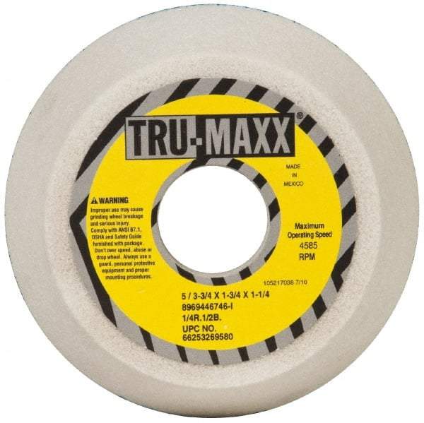 Tru-Maxx - 5" Diam, 1-3/4" Hole Size, 1-3/4" Overall Thickness, 46 Grit, Type 11 Tool & Cutter Grinding Wheel - Coarse Grade, Aluminum Oxide, I Hardness, 4,585 RPM - Exact Tool & Supply