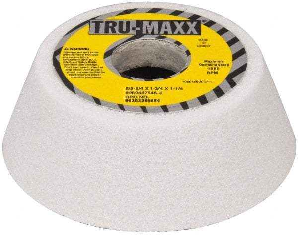 Tru-Maxx - 5" Diam, 1-3/4" Hole Size, 1-3/4" Overall Thickness, 46 Grit, Type 11 Tool & Cutter Grinding Wheel - Coarse Grade, Aluminum Oxide, J Hardness, 4,585 RPM - Exact Tool & Supply