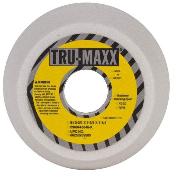 Tru-Maxx - 5" Diam, 1-3/4" Hole Size, 1-3/4" Overall Thickness, 46 Grit, Type 11 Tool & Cutter Grinding Wheel - Coarse Grade, Aluminum Oxide, K Hardness, 4,585 RPM - Exact Tool & Supply