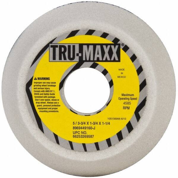 Tru-Maxx - 5" Diam, 1-3/4" Hole Size, 1-3/4" Overall Thickness, 60 Grit, Type 11 Tool & Cutter Grinding Wheel - Medium Grade, Aluminum Oxide, J Hardness, 4,585 RPM - Exact Tool & Supply