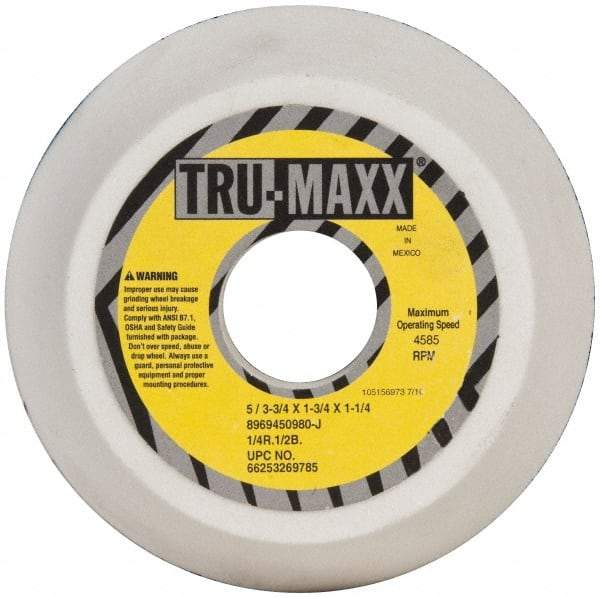 Tru-Maxx - 5" Diam, 1-3/4" Hole Size, 1-3/4" Overall Thickness, 80 Grit, Type 11 Tool & Cutter Grinding Wheel - Medium Grade, Aluminum Oxide, J Hardness, 4,585 RPM - Exact Tool & Supply
