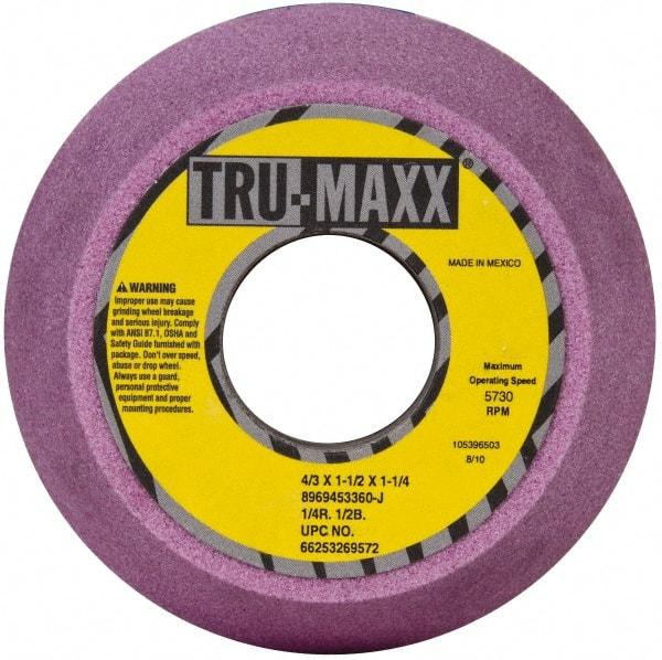 Tru-Maxx - 4" Diam, 1-1/4" Hole Size, 1-3/4" Overall Thickness, 60 Grit, Type 11 Tool & Cutter Grinding Wheel - Medium Grade, Aluminum Oxide, J Hardness, 5,730 RPM - Exact Tool & Supply