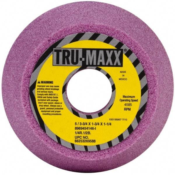 Tru-Maxx - 5" Diam, 1-1/4" Hole Size, 1-3/4" Overall Thickness, 46 Grit, Type 11 Tool & Cutter Grinding Wheel - Coarse Grade, Aluminum Oxide, I Hardness, 4,585 RPM - Exact Tool & Supply