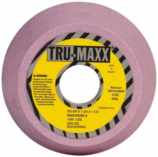 Tru-Maxx - 5" Diam, 1-1/4" Hole Size, 1-3/4" Overall Thickness, 80 Grit, Type 11 Tool & Cutter Grinding Wheel - Medium Grade, Aluminum Oxide, K Hardness, 4,585 RPM - Exact Tool & Supply