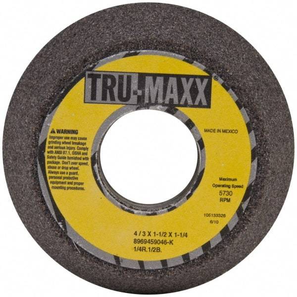 Tru-Maxx - 4" Diam, 1-1/4" Hole Size, 1-1/2" Overall Thickness, 46 Grit, Type 11 Tool & Cutter Grinding Wheel - Coarse Grade, Aluminum Oxide, K Hardness, 5,730 RPM - Exact Tool & Supply