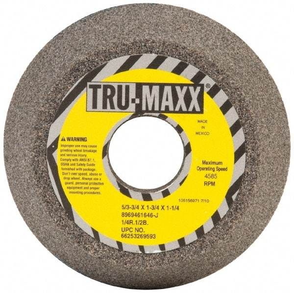 Tru-Maxx - 5" Diam, 1-1/4" Hole Size, 1-3/4" Overall Thickness, 46 Grit, Type 11 Tool & Cutter Grinding Wheel - Coarse Grade, Aluminum Oxide, J Hardness, 4,585 RPM - Exact Tool & Supply