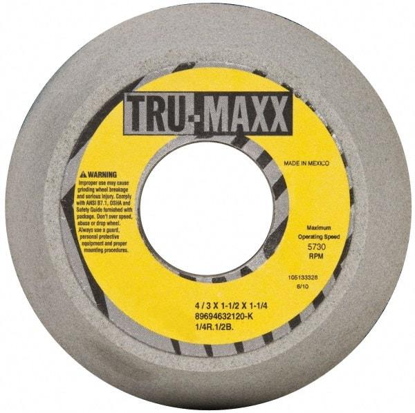 Tru-Maxx - 4" Diam, 1-1/4" Hole Size, 1-1/2" Overall Thickness, 120 Grit, Type 11 Tool & Cutter Grinding Wheel - Fine Grade, Aluminum Oxide, K Hardness, 5,730 RPM - Exact Tool & Supply