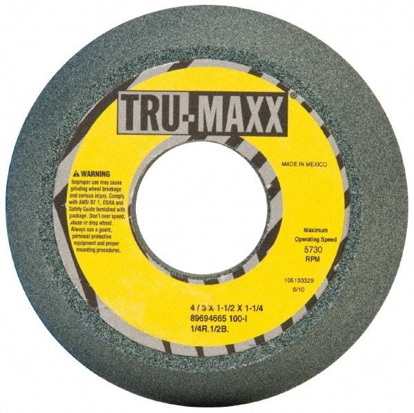 Tru-Maxx - 4" Diam, 1-1/4" Hole Size, 1-1/2" Overall Thickness, 100 Grit, Type 11 Tool & Cutter Grinding Wheel - Fine Grade, Silicon Carbide, I Hardness, 5,730 RPM - Exact Tool & Supply