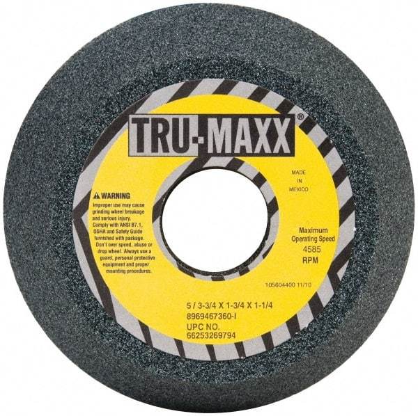 Tru-Maxx - 5" Diam, 1-1/4" Hole Size, 1-3/4" Overall Thickness, 60 Grit, Type 11 Tool & Cutter Grinding Wheel - Medium Grade, Aluminum Oxide, I Hardness, 4,585 RPM - Exact Tool & Supply