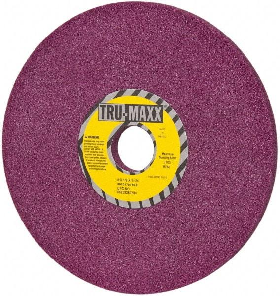 Tru-Maxx - 8" Diam x 1-1/4" Hole x 1/2" Thick, H Hardness, 46 Grit Surface Grinding Wheel - Aluminum Oxide, Type 1, Coarse Grade, 3,105 Max RPM, No Recess - Exact Tool & Supply