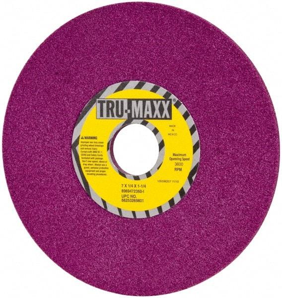 Tru-Maxx - 7" Diam x 1-1/4" Hole x 1/4" Thick, I Hardness, 60 Grit Surface Grinding Wheel - Aluminum Oxide, Type 1, Medium Grade, 3,600 Max RPM, No Recess - Exact Tool & Supply
