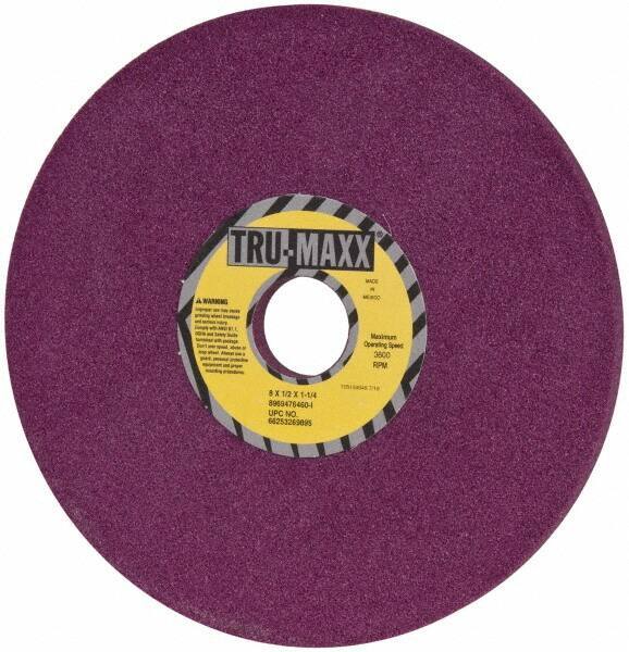 Tru-Maxx - 8" Diam x 1-1/4" Hole x 1/2" Thick, I Hardness, 60 Grit Surface Grinding Wheel - Aluminum Oxide, Type 1, Medium Grade, 3,600 Max RPM, No Recess - Exact Tool & Supply