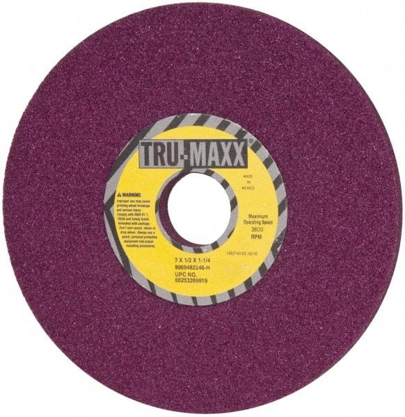 Tru-Maxx - 7" Diam x 1-1/4" Hole x 1/2" Thick, H Hardness, 46 Grit Surface Grinding Wheel - Aluminum Oxide, Type 1, Coarse Grade, 3,600 Max RPM, No Recess - Exact Tool & Supply